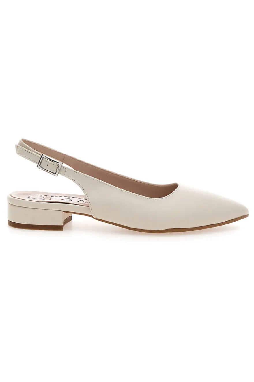 Décolleté slingback panna con tacco basso Pittarello Glam 3883