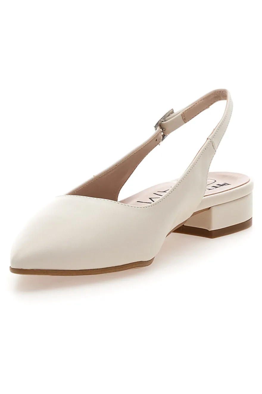 Décolleté slingback panna con tacco basso Pittarello Glam 3883