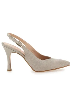 Décolleté Slingback Platino Con Glitter Pittarello Vogue 487
