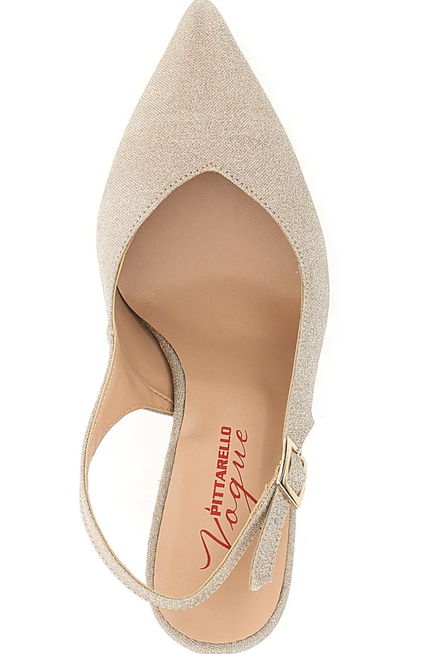 Décolleté Slingback Platino Con Glitter Pittarello Vogue 487