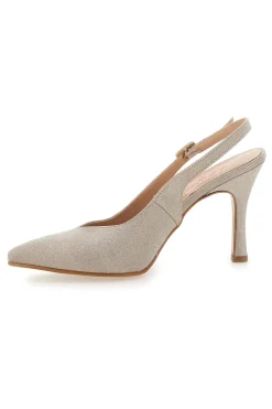 Décolleté Slingback Platino Con Glitter Pittarello Vogue 487