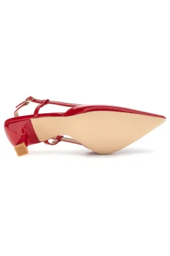 Décolleté slingback rosse effetto vernice First lady P669