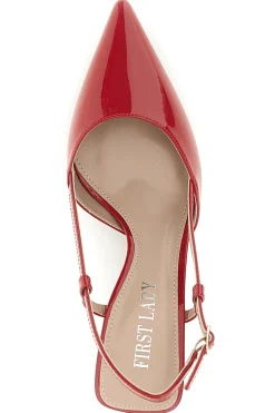 Décolleté slingback rosse effetto vernice First lady P669
