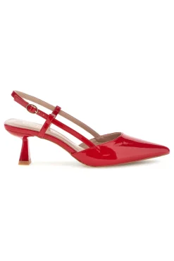 Décolleté slingback rosse effetto vernice First lady P669
