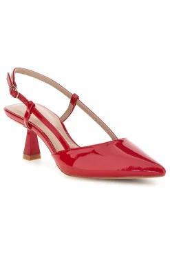 Décolleté slingback rosse effetto vernice First lady P669