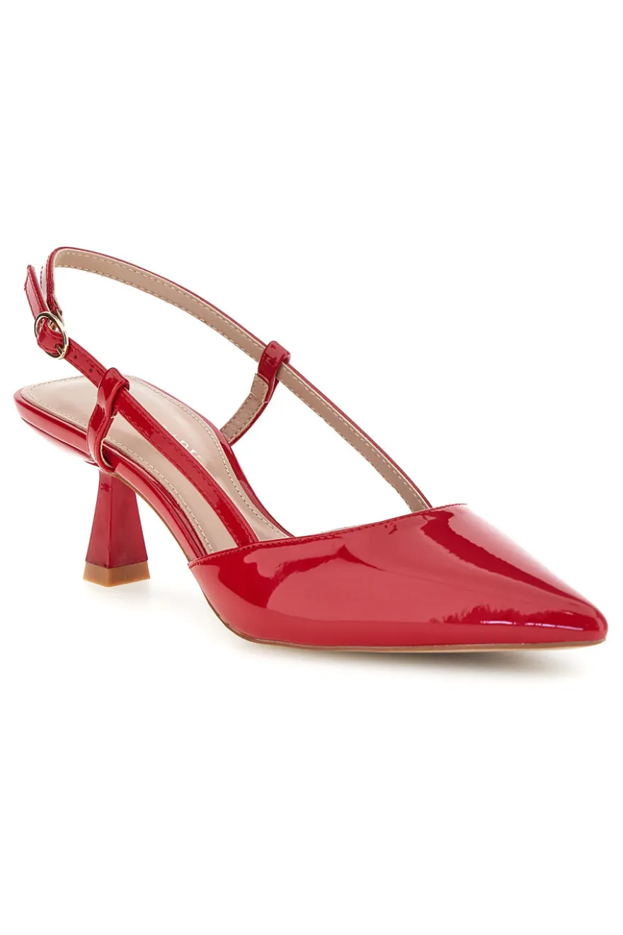 Décolleté slingback rosse effetto vernice First lady P669