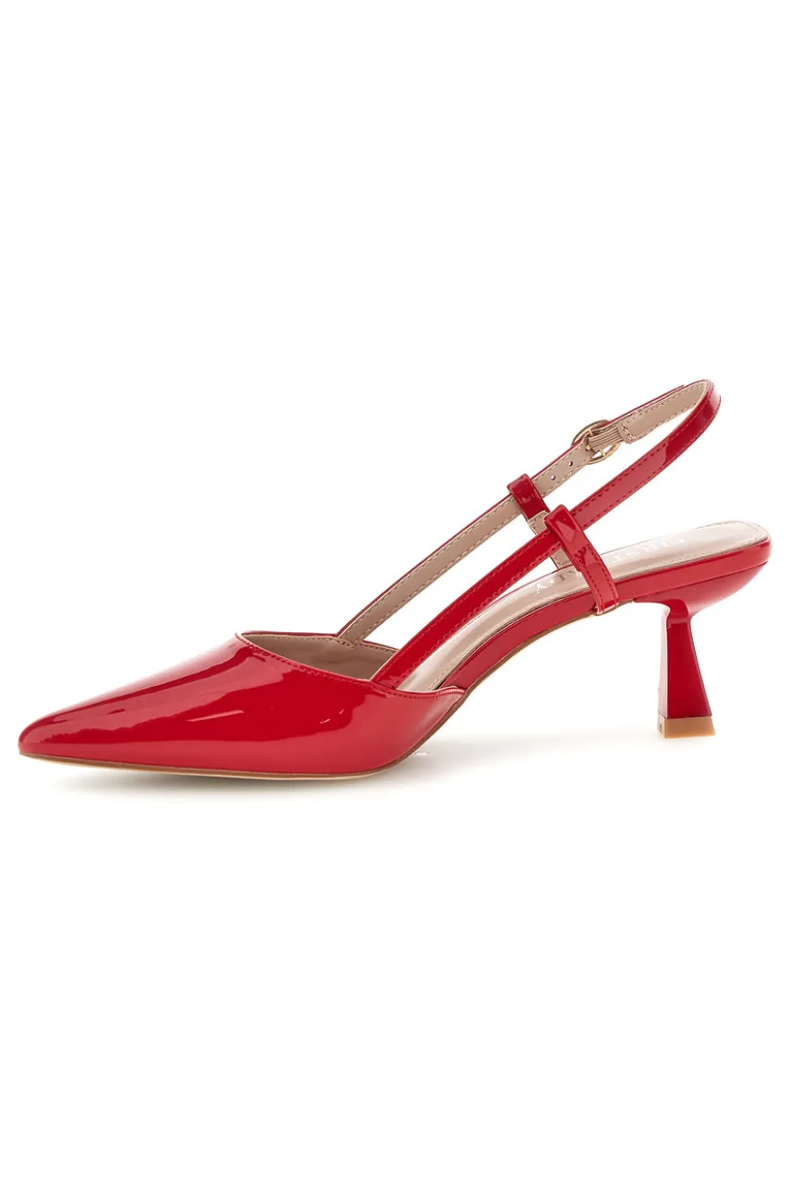 Décolleté slingback rosse effetto vernice First lady P669