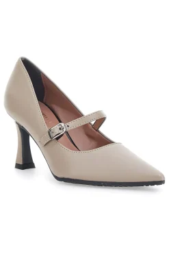 Décolleté tortora con cinturino e tacco a rocchetto Pittarello Glam 3518 Tortora