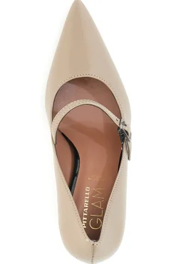 Décolleté tortora con cinturino e tacco a rocchetto Pittarello Glam 3518 Tortora