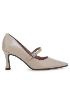 Décolleté tortora con cinturino e tacco a rocchetto Pittarello Glam 3518 Tortora