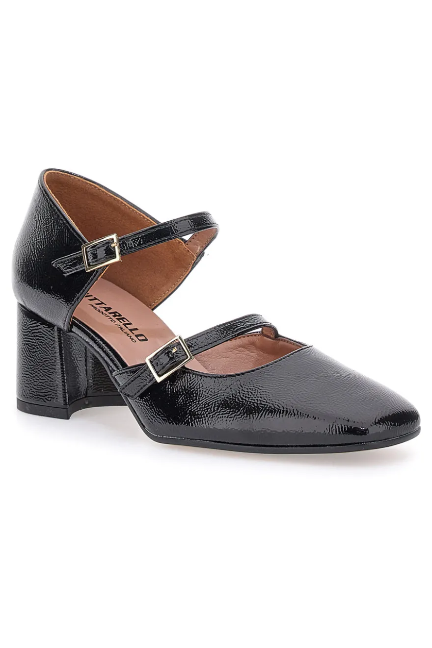 Decolleté Mary Jane Nere Con Cinturini Made In Italy Pittarello C5012