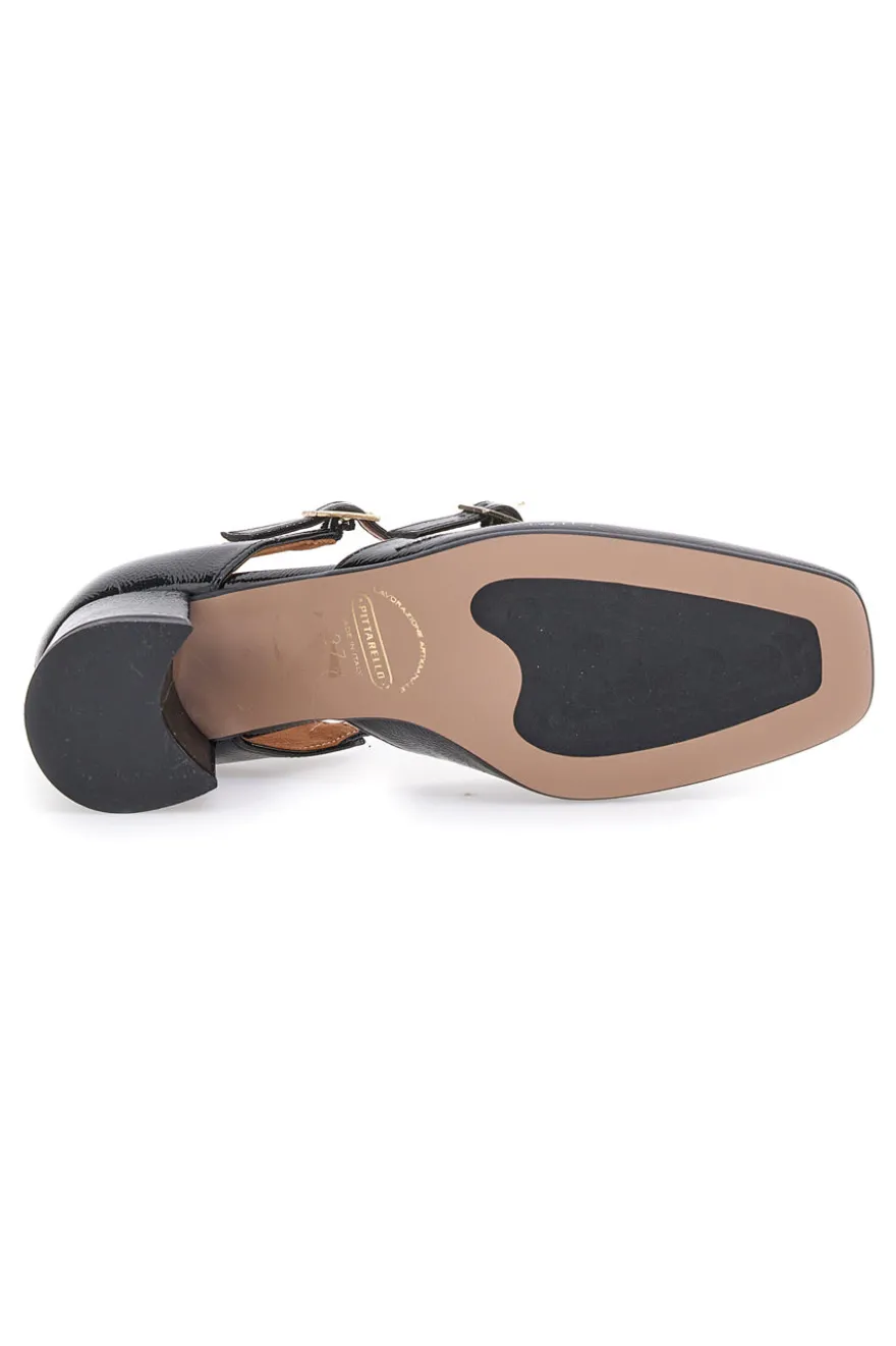 Decolleté Mary Jane Nere Con Cinturini Made In Italy Pittarello C5012