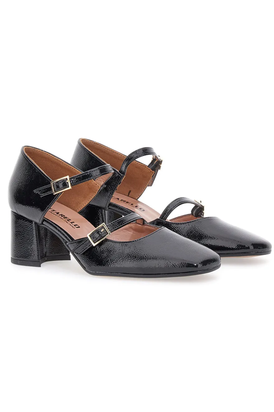 Decolleté Mary Jane Nere Con Cinturini Made In Italy Pittarello C5012