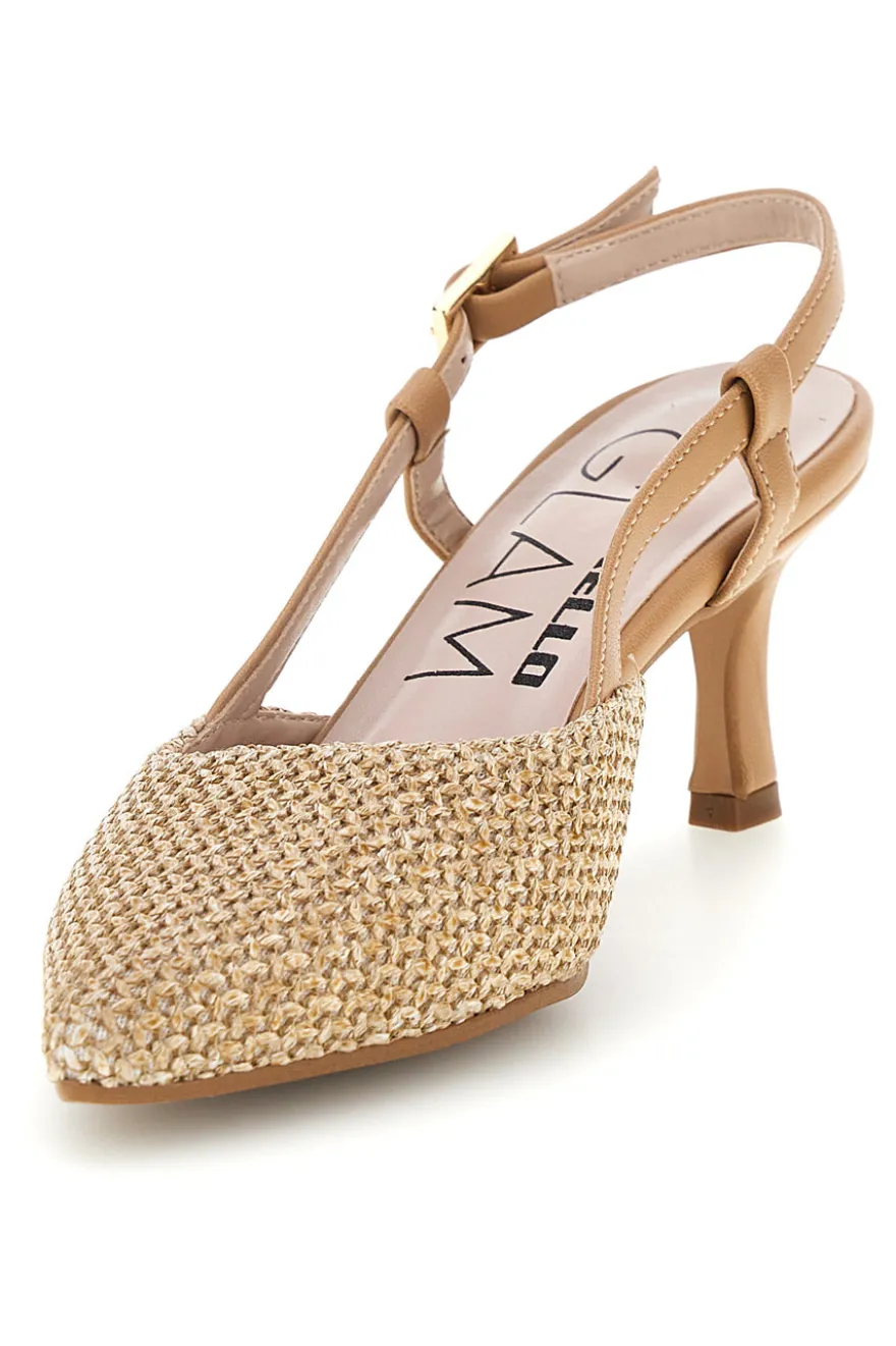 Decolletè slingback beige a punta made in Italy Pittarello Glam 34394