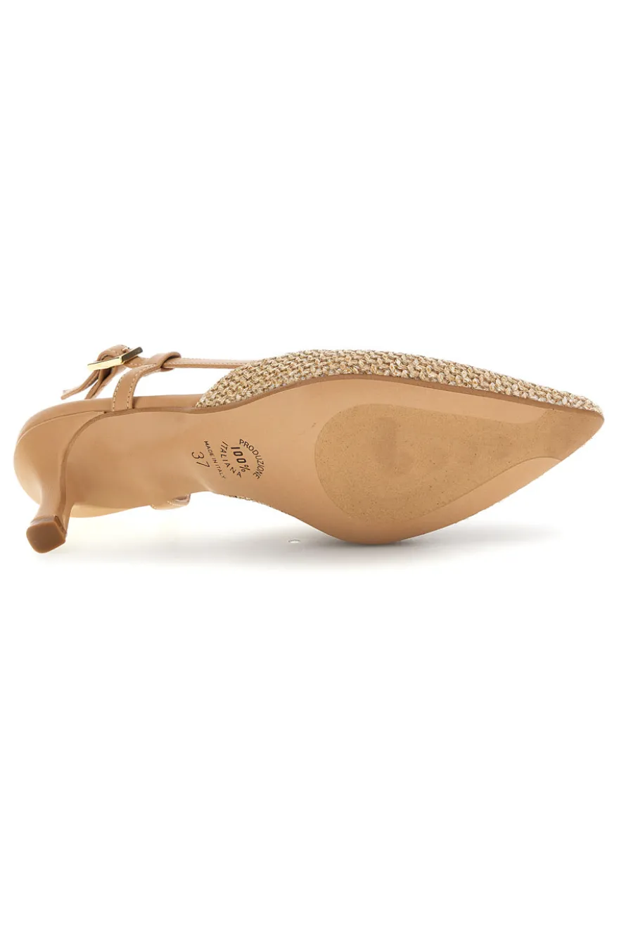 Decolletè slingback beige a punta made in Italy Pittarello Glam 34394