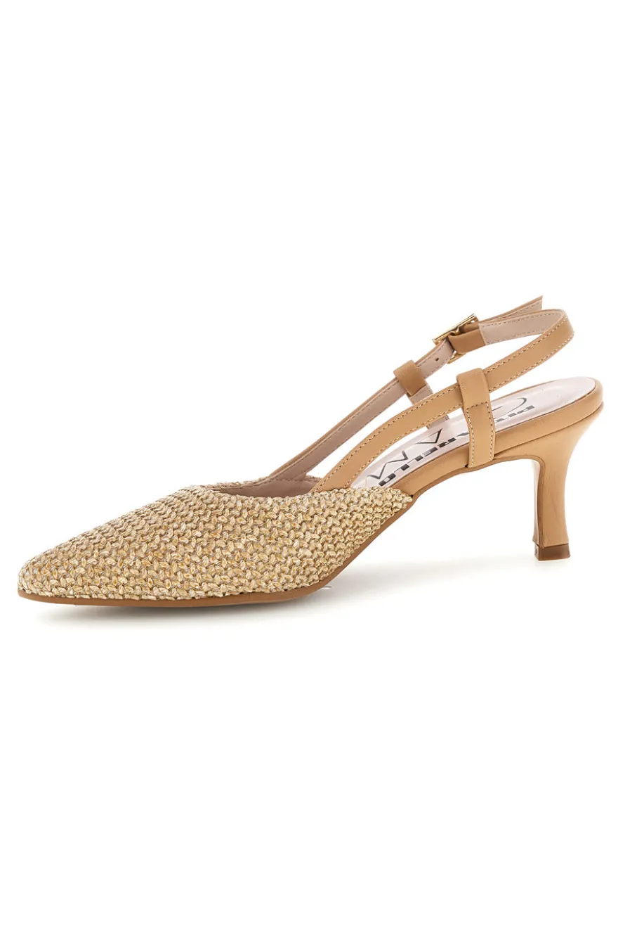 Decolletè slingback beige a punta made in Italy Pittarello Glam 34394