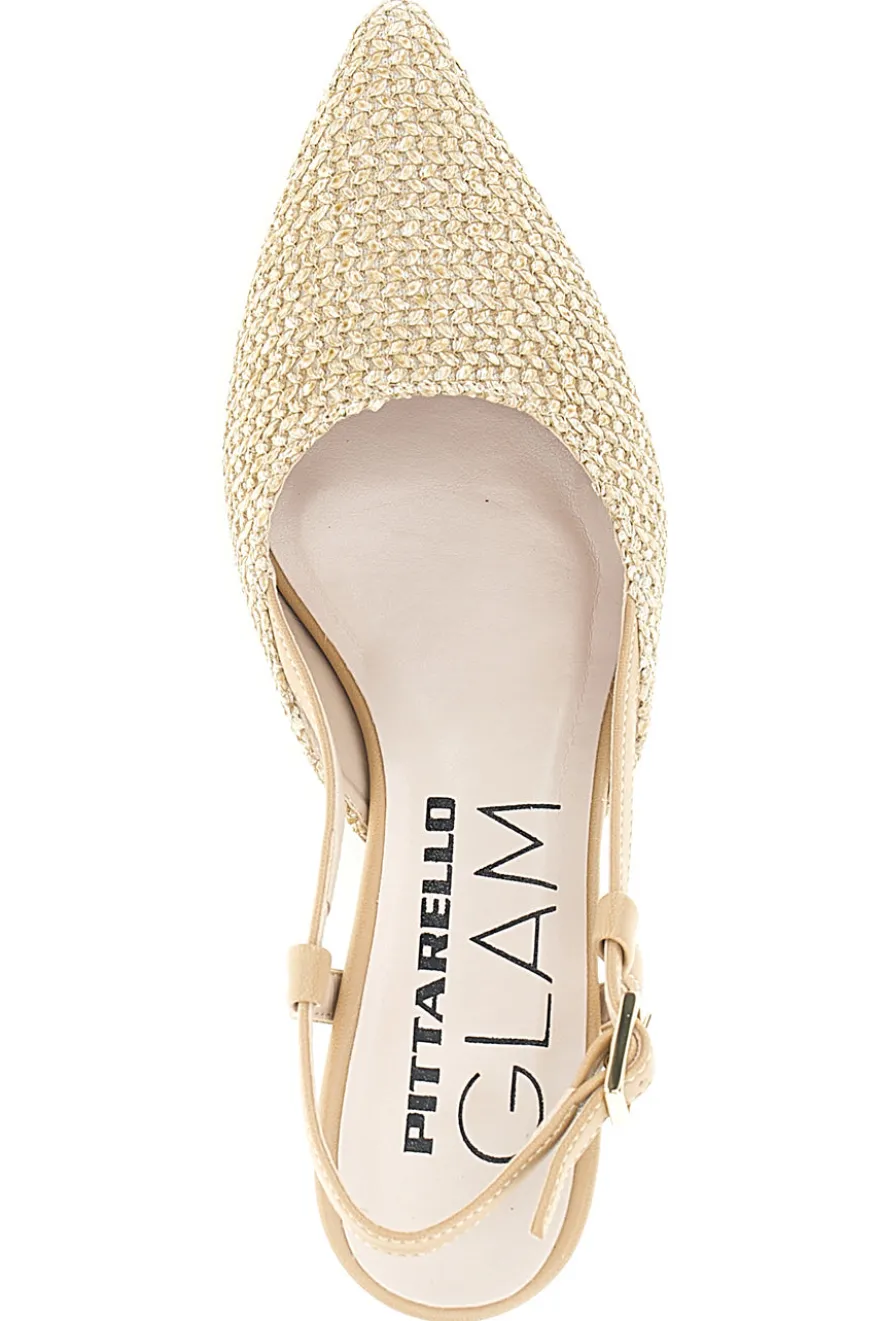 Decolletè slingback beige a punta made in Italy Pittarello Glam 34394
