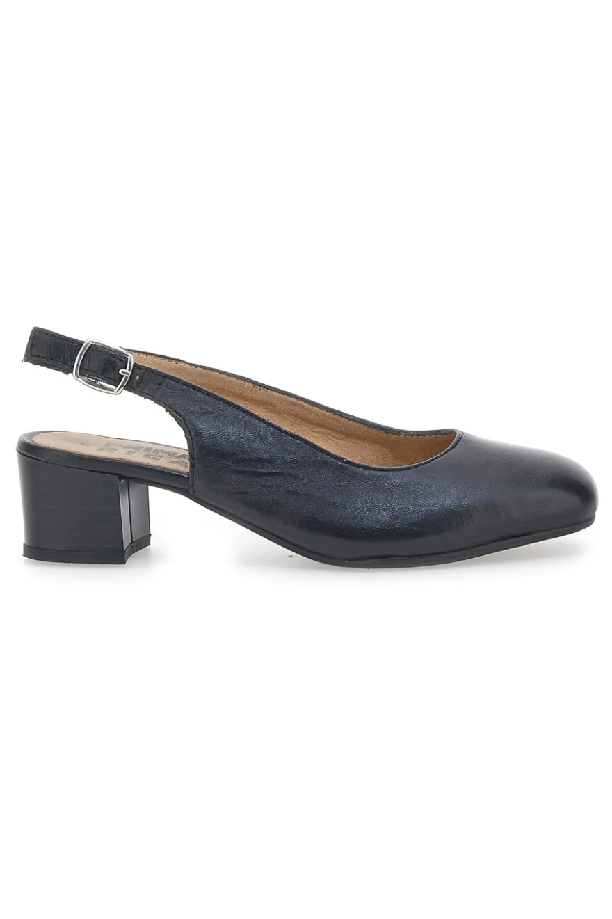 Decolleté Slingback Nere Con Tacco Basso Prima Riga 21684LIDY