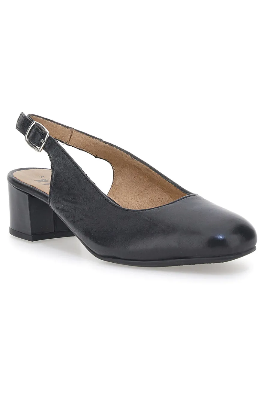Decolleté Slingback Nere Con Tacco Basso Prima Riga 21684LIDY