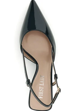 Decolletè slingback nero a punta First Lady P669