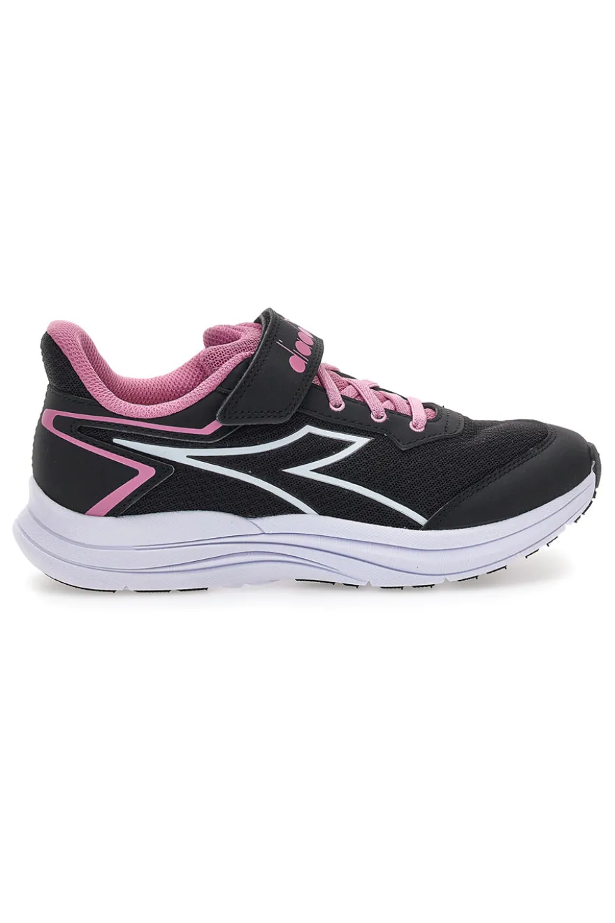 Diadora Snipe 3 JR – schwarze sportliche Sneakers mit rosa Details