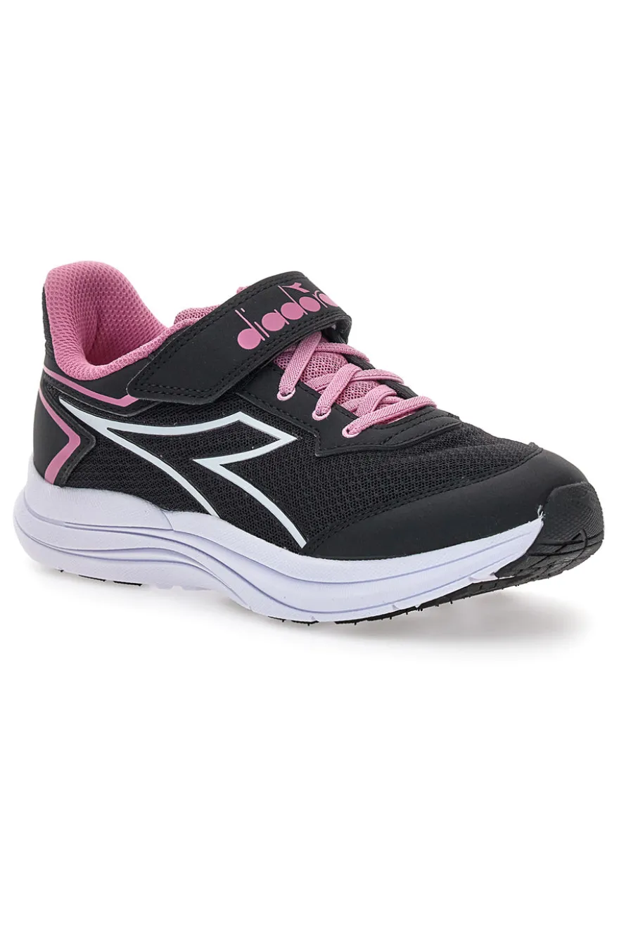Diadora Snipe 3 JR – schwarze sportliche Sneakers mit rosa Details
