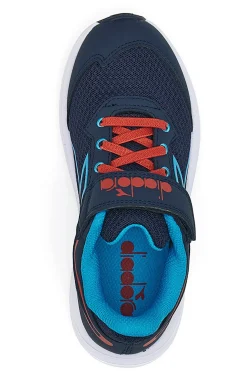 Diadora SNIPE 3 JR blaue Sportschuhe mit roten Details und Klettverschluss