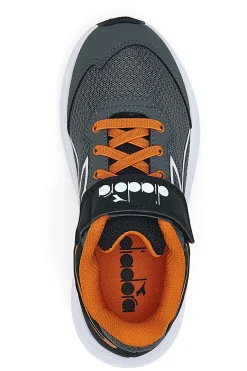 Diadora SNIPE 3 JR graue Sportschuhe mit orangefarbenen Details und Klettverschluss