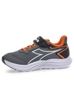 Diadora SNIPE 3 JR graue Sportschuhe mit orangefarbenen Details und Klettverschluss