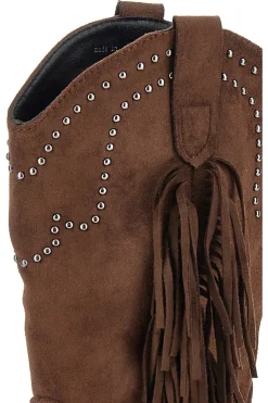 Die ersten braunen Cowboystiefel P637 mit Fransen und Nieten