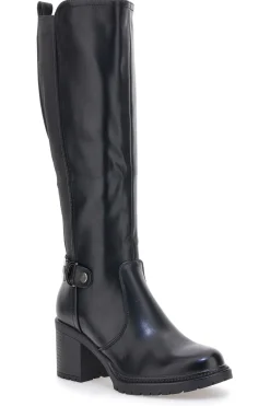 Energy 1359 – Schwarze Stiefel mit Blockabsatz und elastischem Seitendetail