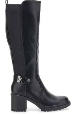 Energy 1359 – Schwarze Stiefel mit Blockabsatz und elastischem Seitendetail