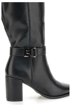 Energy I365 Schwarze High-Heel-Stiefel mit Zierriemen