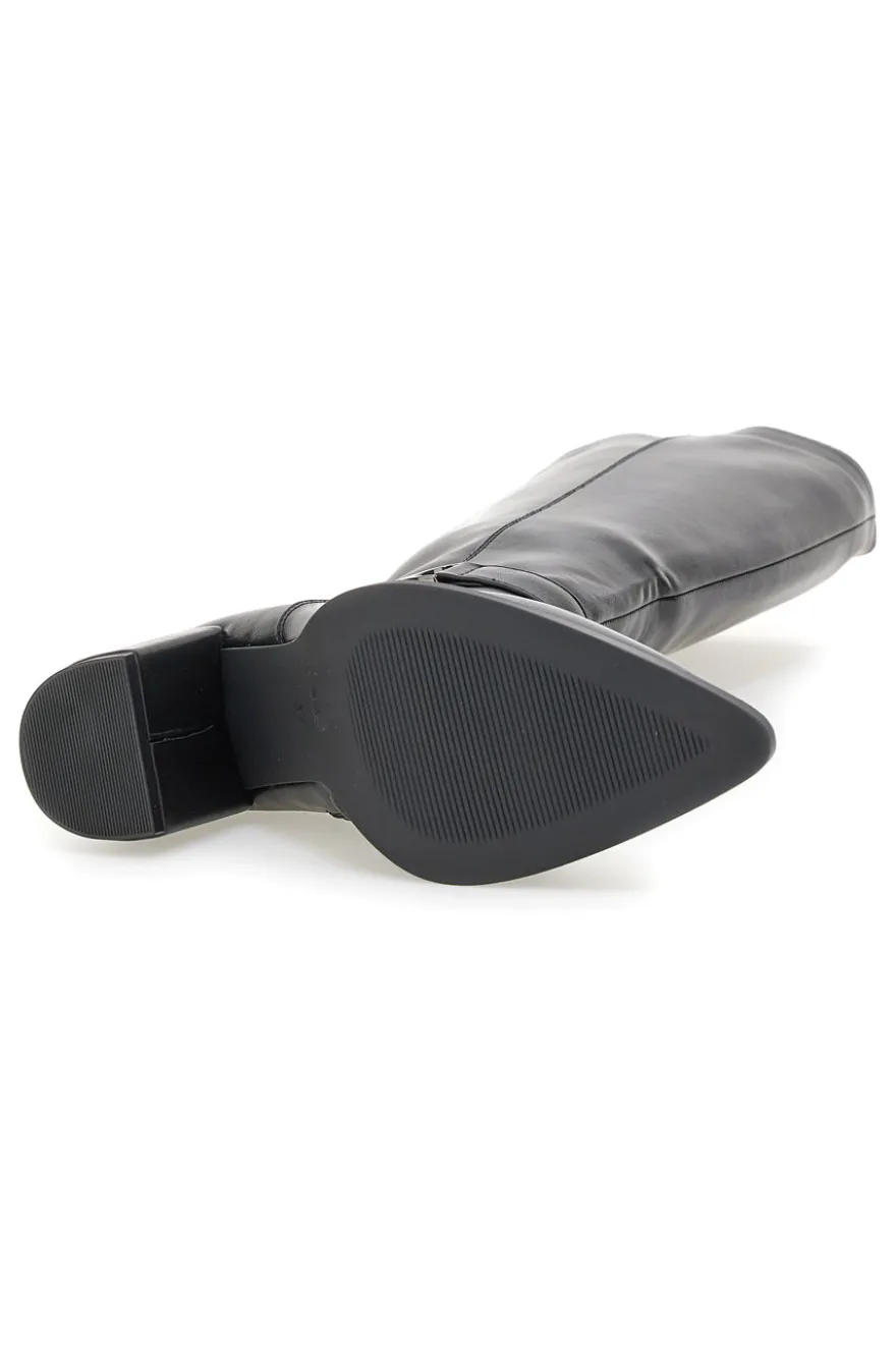 Energy I365 Schwarze High-Heel-Stiefel mit Zierriemen