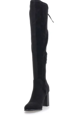 Energy I37224 Schwarze Overknee-Stiefel mit Blockabsatz und Schnürung hinten
