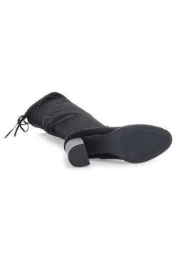 Energy I37224 Schwarze Overknee-Stiefel mit Blockabsatz und Schnürung hinten