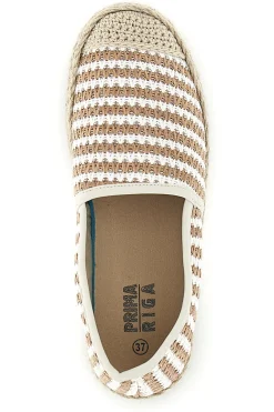 Espadrillas beige e bianche a righe in tessuto Prima riga p687