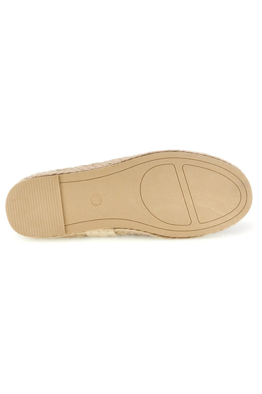 Espadrillas beige e bianche a righe in tessuto Prima riga p687