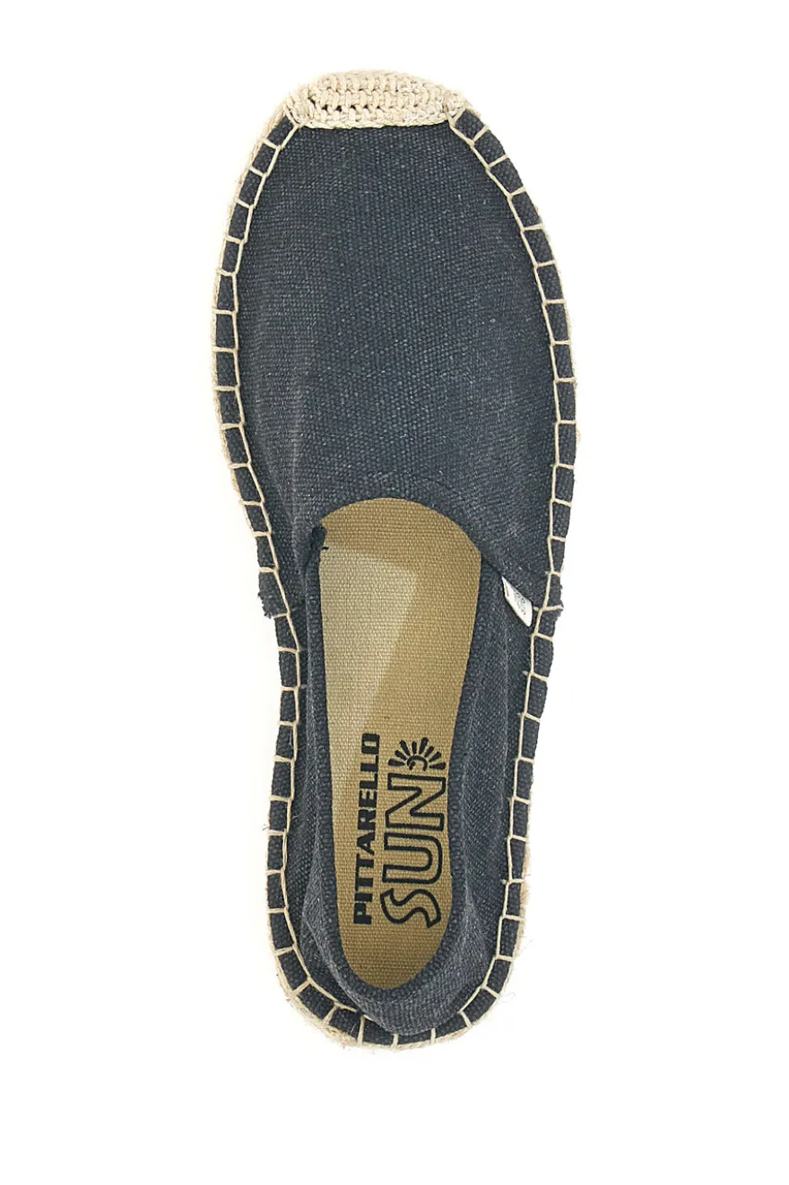 Espadrillas nere in tessuto con suola con ricamo in corda PITTARELLO SUN SGMS2520