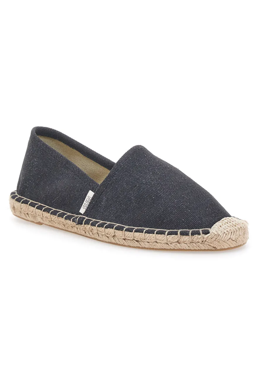 Espadrillas nere in tessuto con suola con ricamo in corda PITTARELLO SUN SGMS2520