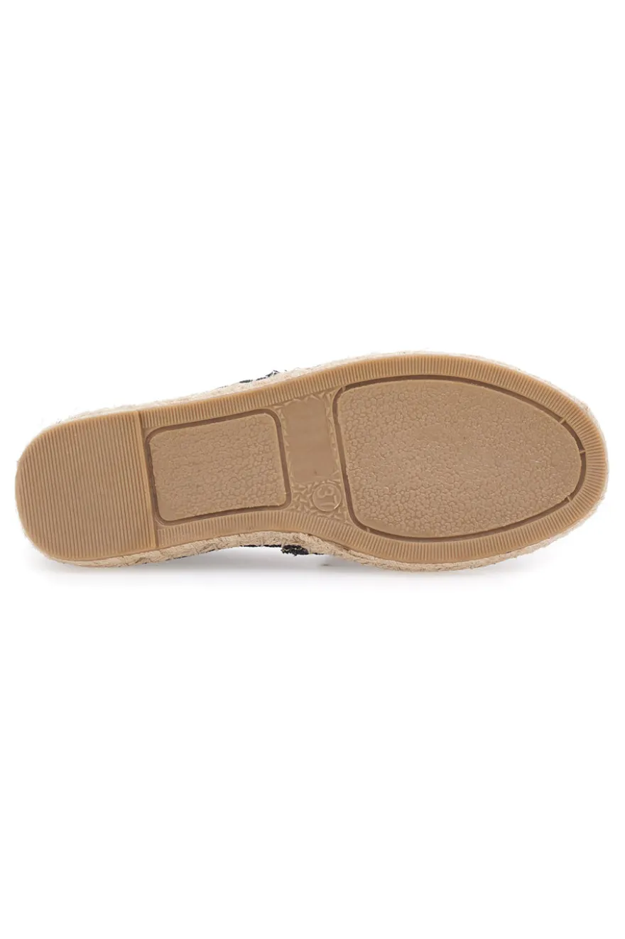 Espadrillas nere in tessuto con suola con ricamo in corda PITTARELLO SUN SGMS2520