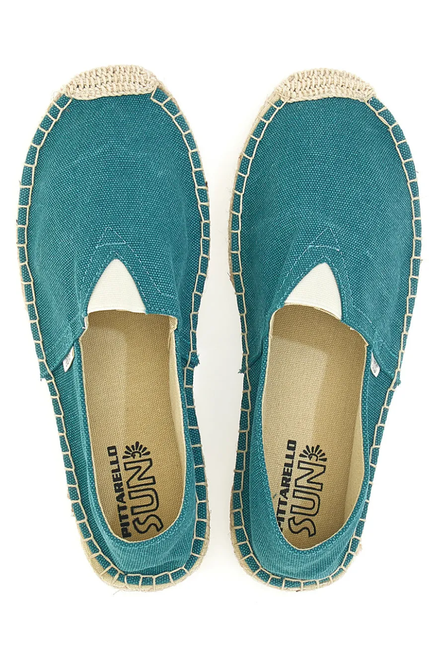 Espadrillas verde petrolio in tessuto con suola in corda PITTARELLO SUN SGMS2510