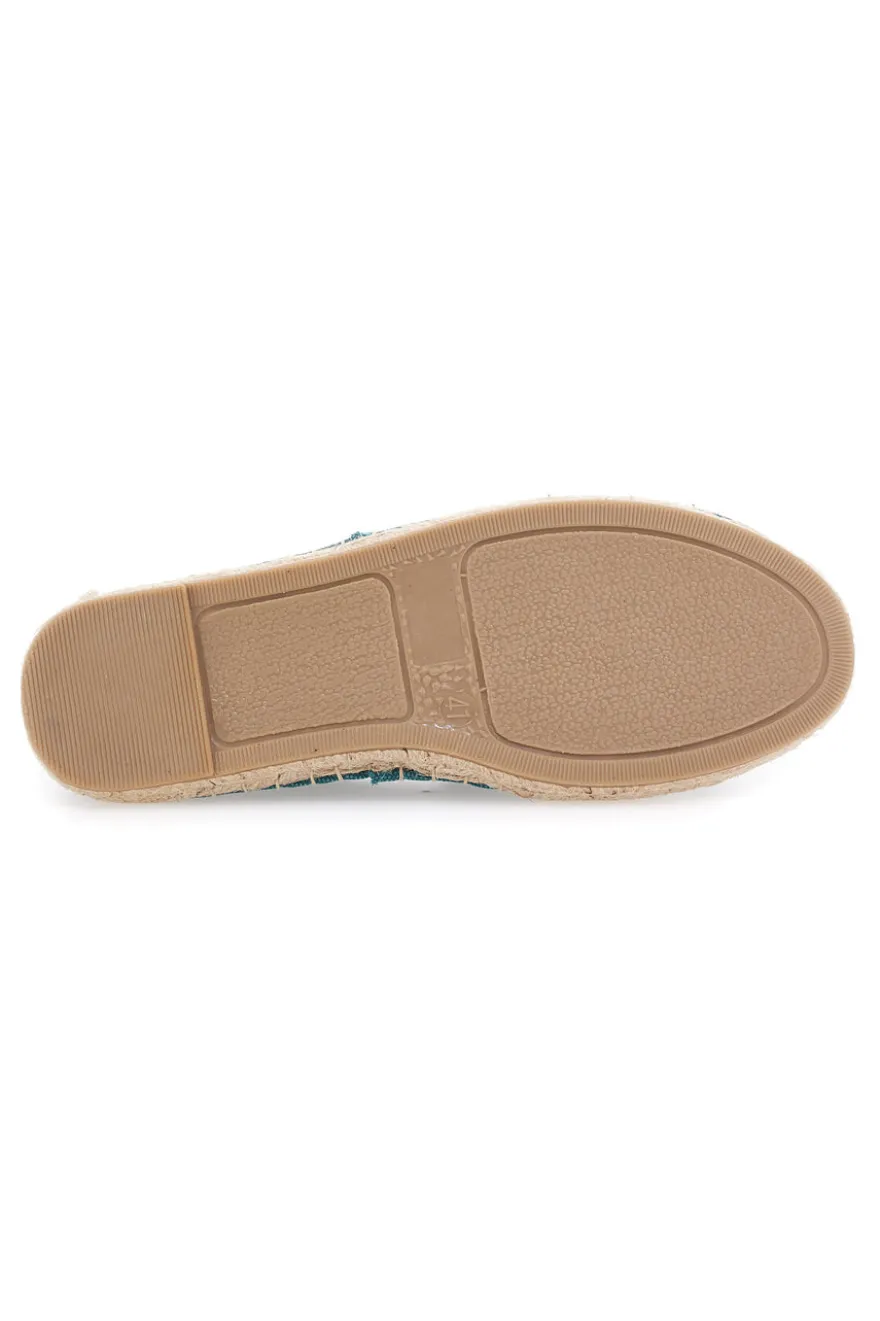 Espadrillas verde petrolio in tessuto con suola in corda PITTARELLO SUN SGMS2510