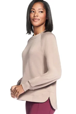 Felpa beige con maniche raglan e orlo stondato Skechers SKECHLUXE Elevate Crewneck