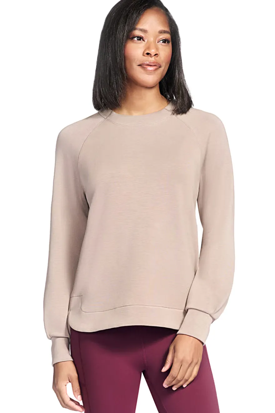 Felpa beige con maniche raglan e orlo stondato Skechers SKECHLUXE Elevate Crewneck