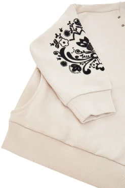 Felpa beige felpata con borchiette e stampa in rilievo Pitt Kids PT-KF-8018
