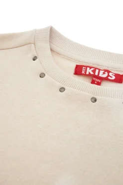 Felpa beige felpata con borchiette e stampa in rilievo Pitt Kids PT-KF-8018