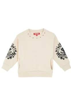 Felpa beige felpata con borchiette e stampa in rilievo Pitt Kids PT-KF-8018