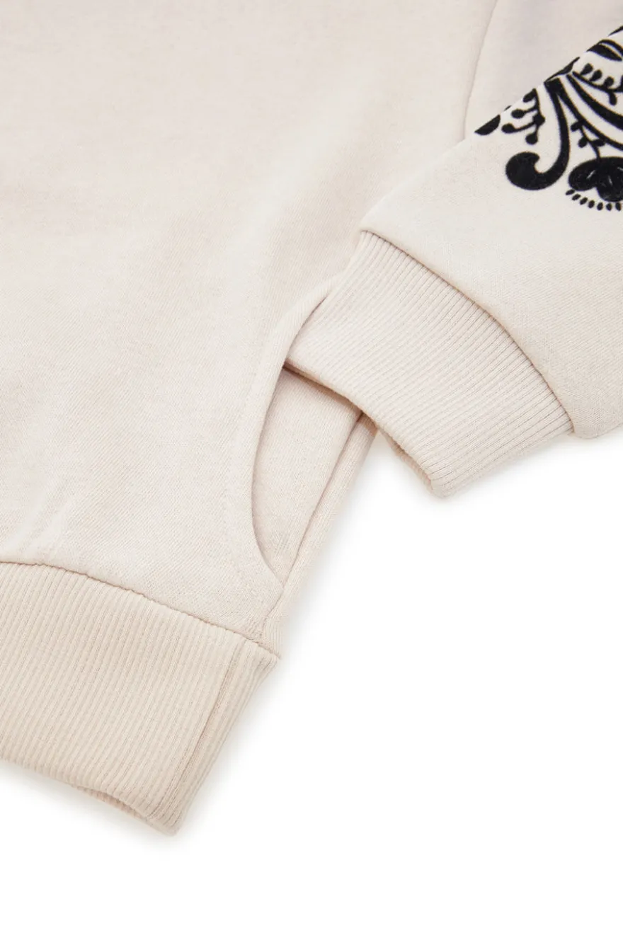 Felpa beige felpata con borchiette e stampa in rilievo Pitt Kids PT-KF-8018