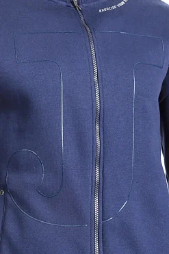 Felpa blu con zip e maxi logo frontale Joma Urban Street Full Zip Sweatshirt